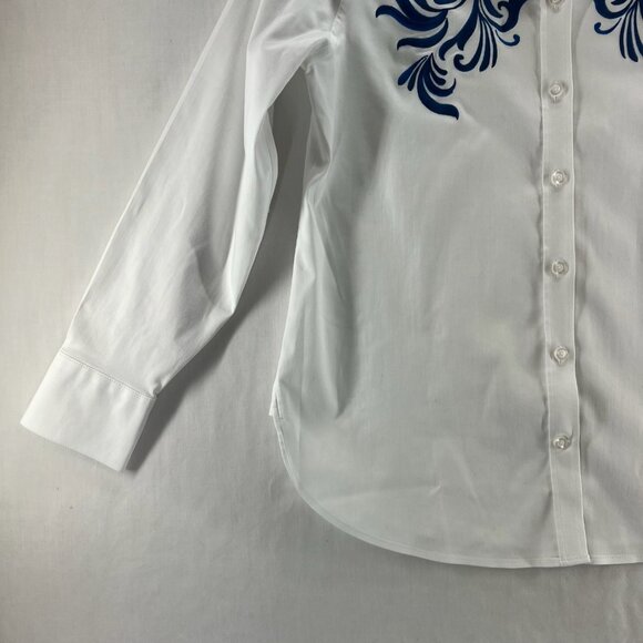 Chicos No Iron Wildflower Embroidered Shirt Womens 0 Long Sleeve Button Up White - Picture 8 of 15